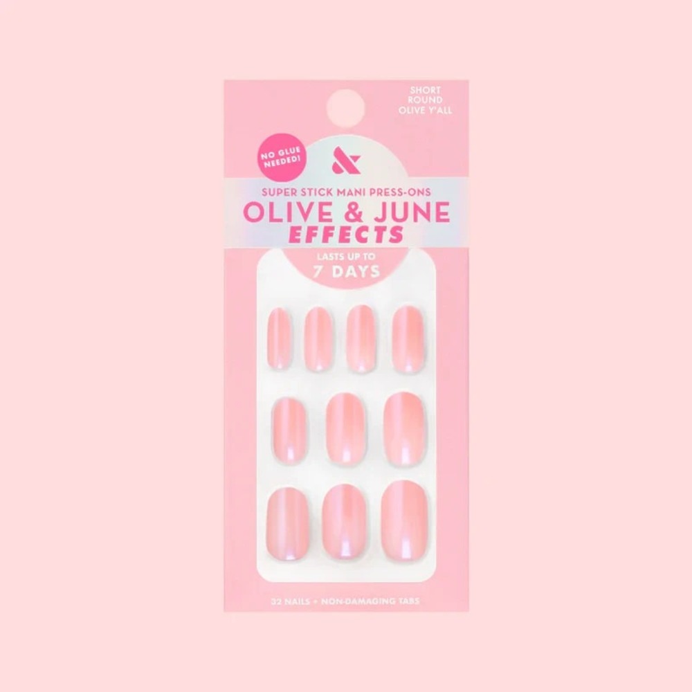 Olive & June Super Stick Press On Nails Round Short Olive Y'all